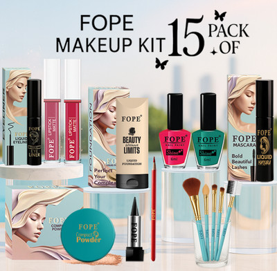 FOPE Complete Makeup Set For Daily Use Women Compact Travel Friendly Makeup Gift Set(Pack of 15)