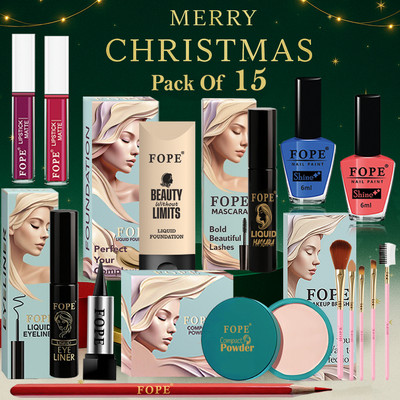 FOPE Party Ready Makeup Combo Christmas Edition Radiant Finish Beauty Box(Pack of 15)
