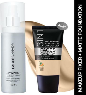 FACES CANADA Makeup Fixer (50ml) + Absolute Ivory Hydra Matte Mini Foundation (18ml) Foundation(Absolute Ivory, 68 ml)
