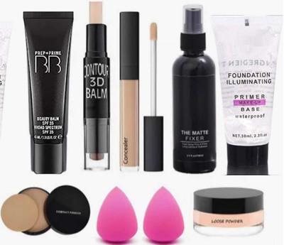 Ycam Compact Powder With 2Piece Puffs Powder Bb Cream Concelar Fixer And Primer