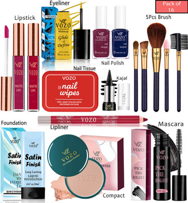 VOZO Bridal Makeup Kit Combo Collection 16 Must-Have Beauty Essentials 191(Pack of 16)