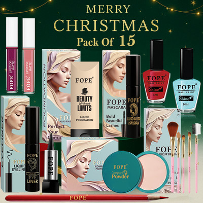 FOPE Holiday Makeup Kit for Working Women Long Wear Smooth Finish Beauty Box(Pack of 15)