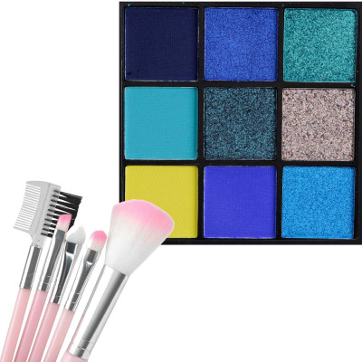 LOVE HUDA Professional Waterproof Shimmery 9 Color Eye shadow Palette With Brush Set
