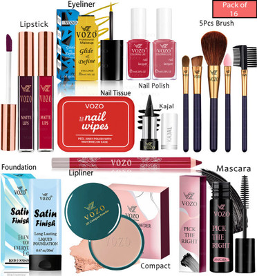 VOZO Complete Makeup Kit with 16 Must-Have Beauty Essentials 224(Pack of 16)