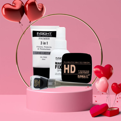 Insight Makeup Combo of Primer, Fixer, Loose Powder and Eyeliner(Pack of 4)