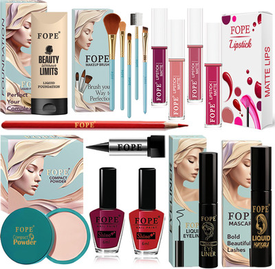FOPE Cosmetic Kit For Women Stylish Long Lasting Premium Combo With Bridal Makeup Set(Pack of 17)