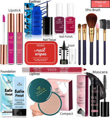 VOZO Bridal Makeup Kit Combo Collection 16 Must-Have Beauty Essentials 530(Pack of 16)