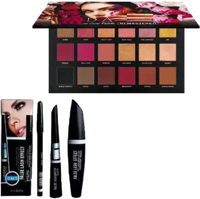 NITAJ RoseGold Multicolor Eyeshadow Palette, 3 in 1 Mascara Eyeliner COMBO(Pack of 2)