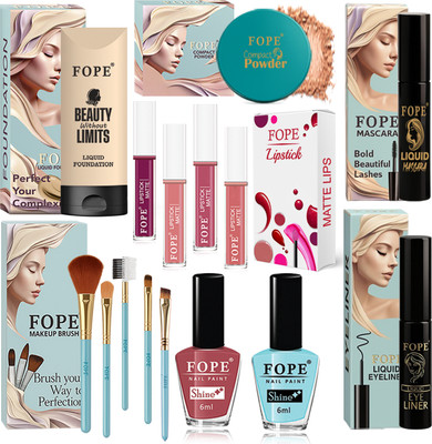 FOPE Makeup Combo Set for Girls Affordable Compact All in One Daily Makeup Gift Pack(Pack of 15)