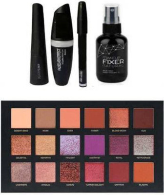 FRIPPE ROSE GOLD MULTICOLOR EYESHADOW WITH 3IN1 EYELINER SET & MAKEUP FIXER(Pack of 5)