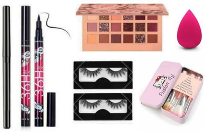 yim~mi EYESHADOW PALETTE & EYELASH & MAKEUP BLENDER & Set of 7 Brush