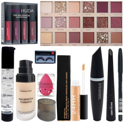 LOVE HUDA Branded Makeup Kit Combo Set With All Products For Girls & Women(Pack of 8)