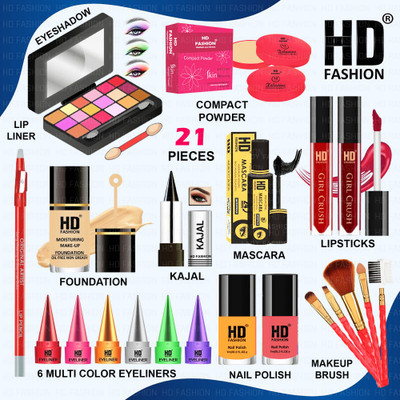 HD Fashion 21 Pcs Makeup Kit for Beginners & Experts All in One Cosmetic Set for Women 680(Pack of 21)