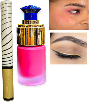 Luipui GLODEN EYELINER COLOR AND ROSE PINK MATTE BLUSH(Pack of 2)