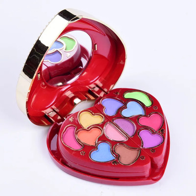 HSQ Mini Makeup Kit 3-Layer Kids Cosmetic Kit with Mirror & Multicolor Eyeshadows
