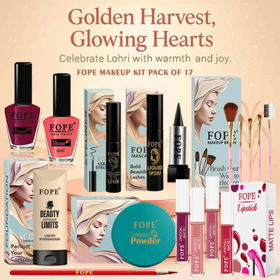 FOPE Makeup Combo Kit Gift for Women Lohri Special Beauty Combo Set for Her(Pack of 17)