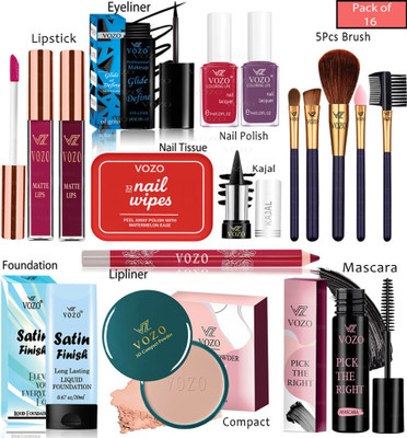 VOZO Bridal Makeup Kit Collection 16 Must-Have Beauty Essentials 185(Pack of 16)