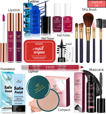 VOZO Bridal Makeup Kit Combo Collection 16 Must-Have Beauty Essentials 382(Pack of 16)