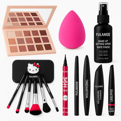 FULAMDE WATERPROOF MAKEUP KIT FOR WOMEN AND GIRLS SET of 9 with brush set(9 Items in the set)