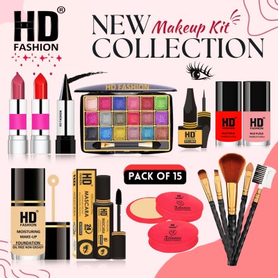 HD Fashion Magical 15Pcs. Xclusive Instant Glow All In One Waterproof Makeup Kit HCA1843(Pack of 15)