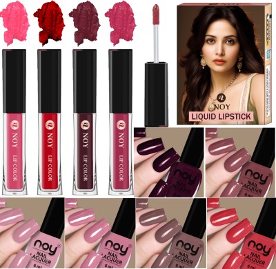 NOY Vibrant Nail Paint And Rich Matte Liquid Lipstick Duo(Pack of 10)