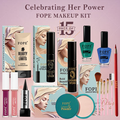 FOPE Makeup Combo Kit with Long Stay Glow Perfect Women Day Beauty Gift Combo(Pack of 15)