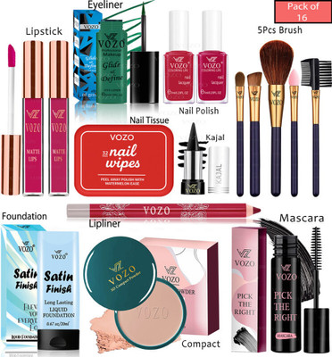 VOZO Bridal Makeup Kit Collection 16 Must-Have Beauty Essentials 140(Pack of 16)