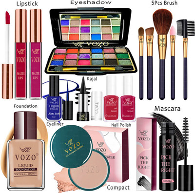 VOZO Makeup Kit Sets One-stop Beauty Package for Beginners and Professionals ST-370(Pack of 15)