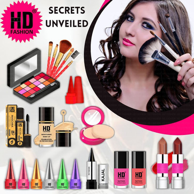 HD Fashion 21 Pcs. Glam Kit Secrets Unveiled Waterproof Makeup Kit Full Set for Women A960(Pack of 21)