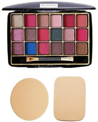 HINSHITSHU J & F 18 Colors Eye Shadow Palette (Multicolor) with 2 in 1 Blender Puff