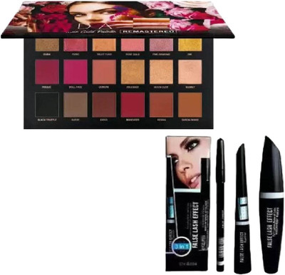 NITAJ RoseGold Eyeshadow, 3 in 1 Mascara Eyeliner(Pack of 2)