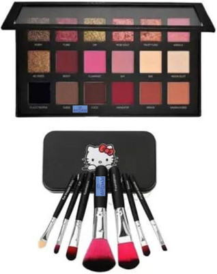 butch Mini Pink Makeup Brush 7 Pcs & Multicolor Matte Textured Eyeshadow Palette(Pack of 2)