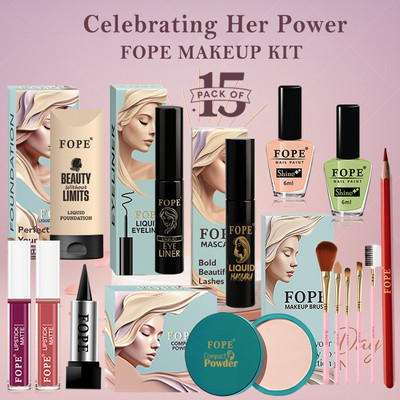 FOPE All in One Makeup Kit Perfect Long Stay Finish for Women Day Celebration(Pack of 15)