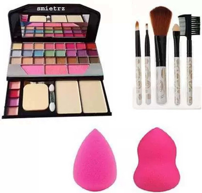 NXGTYA Makeup Kit Eyeshadow with 5 Pcs Makeup Brush and 2 Pcs Blender Puff (Pack of 8)(Pack of 3)