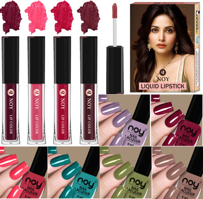 NOY Nail Polish And Matte Liquid Lipstick For Timeless Glam Perfect Pairing(Pack of 10)