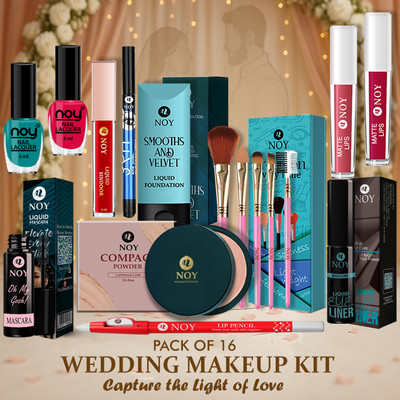 NOY Complete Makeup Kit Long Wear Bridal Set for Wedding Party Look(Pack of 16)