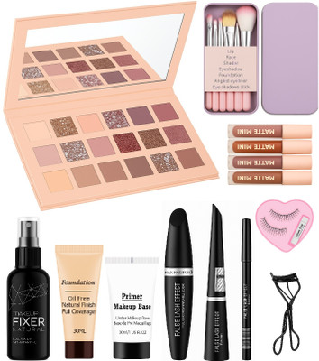 BR Belle Rosa Bridal Makeup Kit Combo with Eyeshadow, Lipstick, Foundation & Primer(Pack of 9)