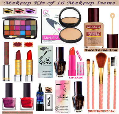 M L Markline Insta Beauty Makeup Kit of 16 Makeup Items AK06(Pack of 16)