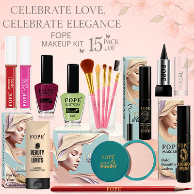 FOPE Makeup Kit for Bride Smudge Proof Finish All in One Beauty Combo(Pack of 15)