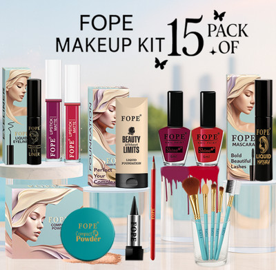 FOPE Makeup Combo Set For Party Wear Women Bridal Wedding Ready Complete Makeup Kit(Pack of 15)