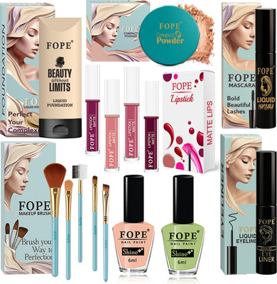 FOPE Makeup Kit for Brides Complete Stylish Combo with Long Lasting Premium Cosmetic(Pack of 15)