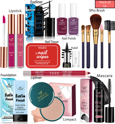 VOZO Pack of 16 Full Makeup Kit for Stylish Face(Pack of 16)
