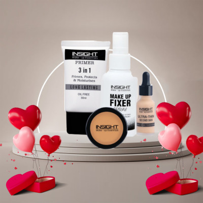 Insight Makeup Combo of Primer, Make Up Fixer, Ultra Thin Foundation & Conceal Correct Contour(Pack of 4)