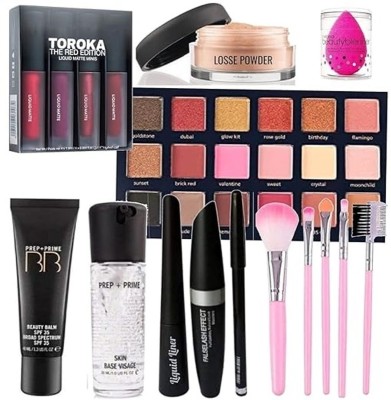 toroka Makeup kit For Women With Fixer, Eye Shadow plate and Primer(Pack of 8)