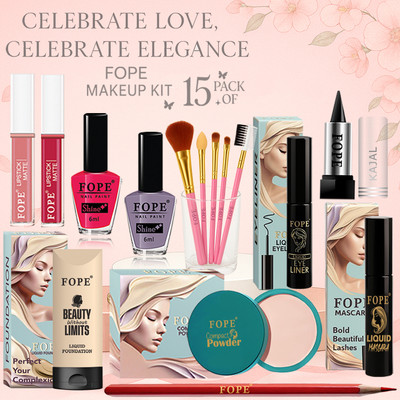 FOPE Makeup Kit for Bride Smudge Proof Texture Professional Finish Look(Pack of 15)