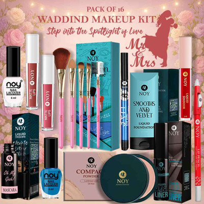 NOY Makeup Combo Kit All in One Smudge Proof Bridal Box for Marriage Look(Pack of 16)