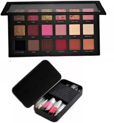 FRIPPE Eyeshadow Palette Matte And Shimmer Eyeshadow + Pack Of 7 Black Makeup Brush(Pack of 2)
