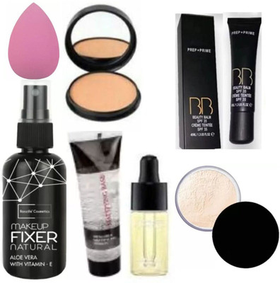 swenky MAKEUP KIT WITH FIXER PRIMER COMPACT BB CREAM LOSE POWDER SERUM & PUFF