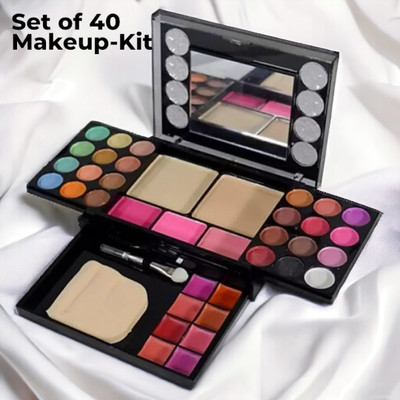 NYN Makeup Kit - Eye-Shadows, Lip Colors, Blushes, Sponges, Brushes & Blender(80322)(Pack of 40)