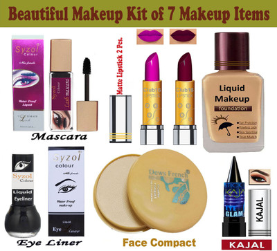Syzol Budget Friendly Unique Quality makeup kit with 7 Makeup Items AH10(Pack of 7)